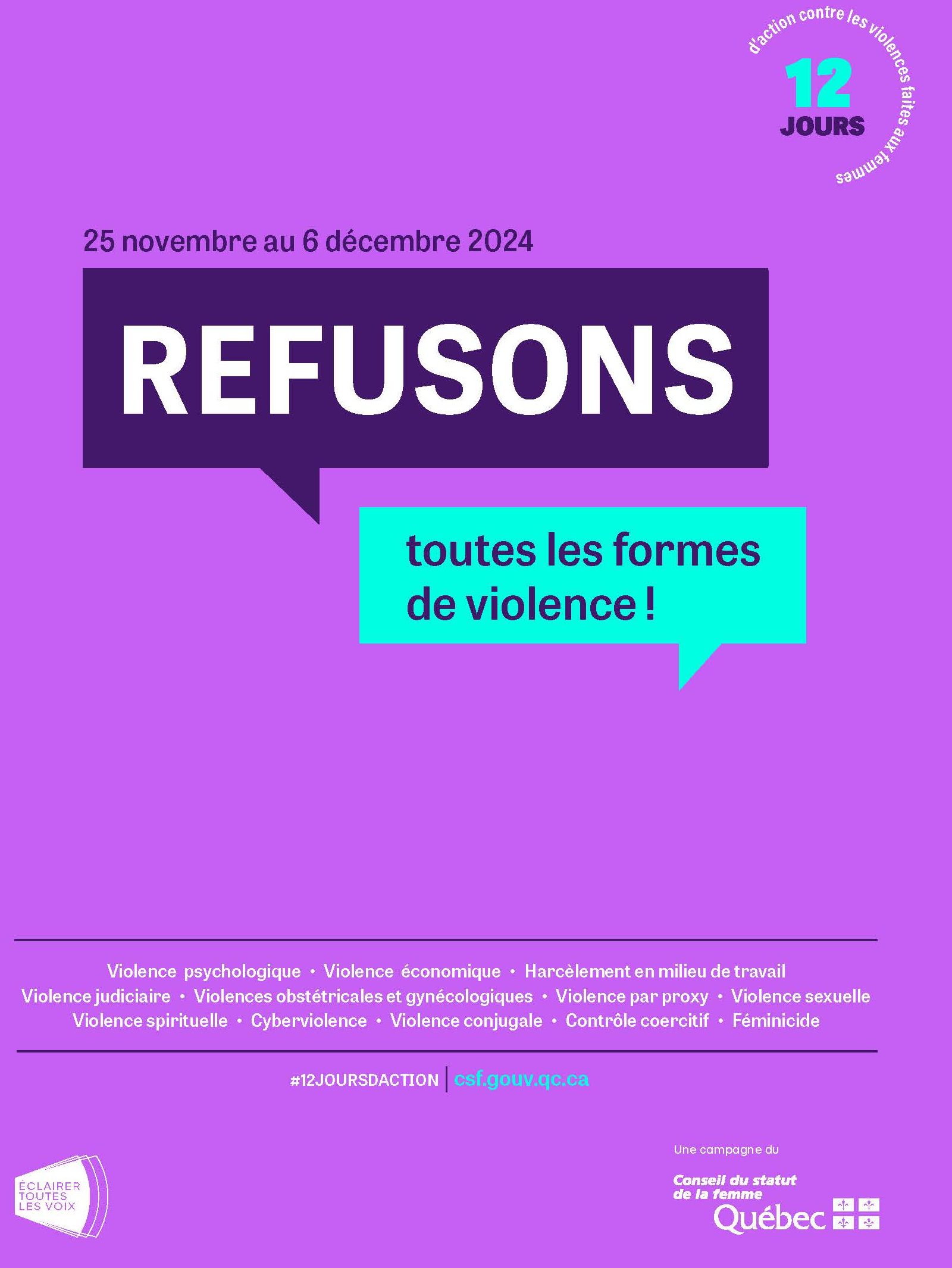 12 jours d&rsquo;actions contre les violences faites aux femmes
